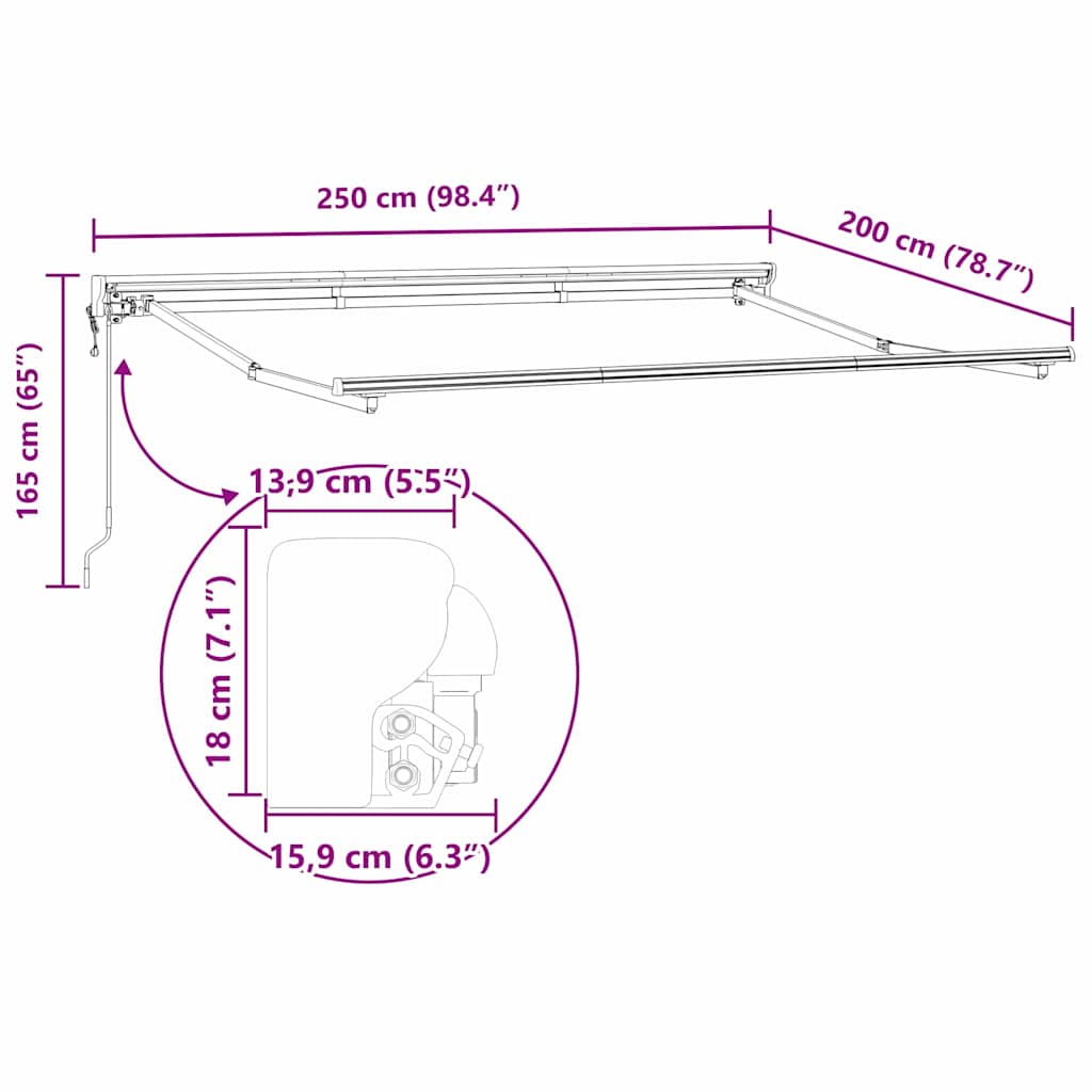 vidaXL Electric Awning Frame 2.5 x 2 m Λευκό