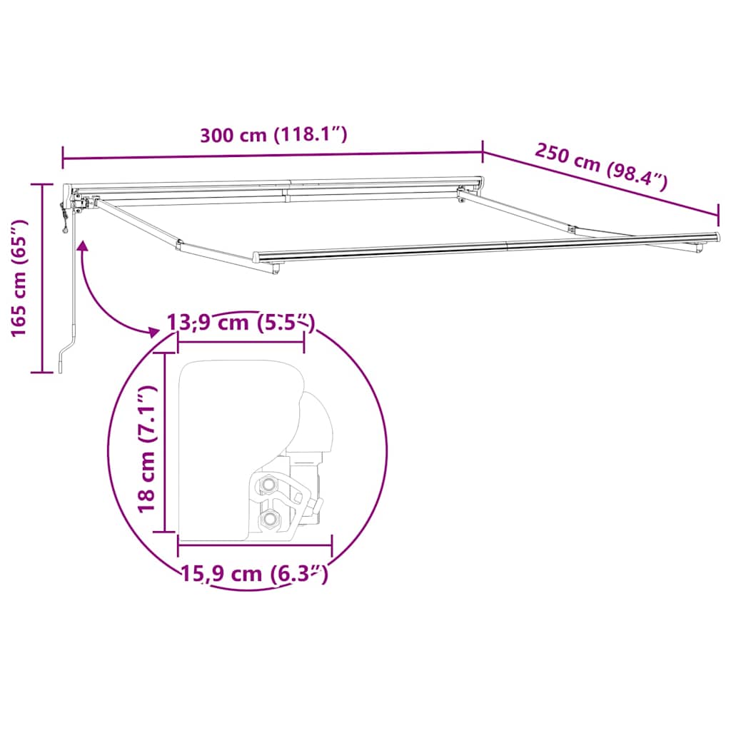 vidaXL Electric Awning Frame 3 x 2.5 m Ανθρακί