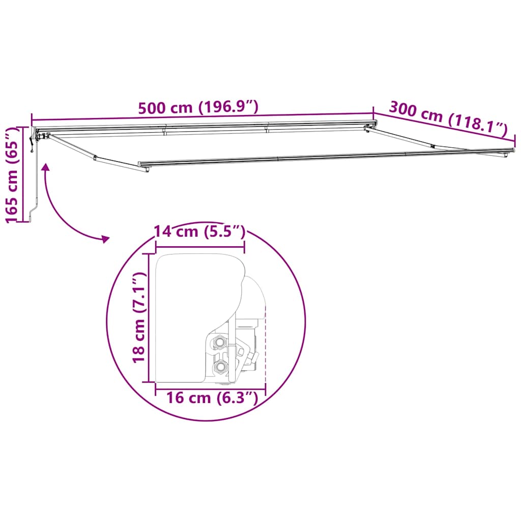 vidaXL Electric Awning Frame 5 x 3 m Ανθρακί