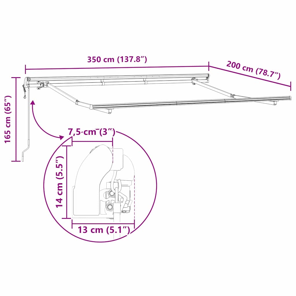 vidaXL Σκελετός Τέντας Λευκό 3,5 x 2 m Μέταλλο