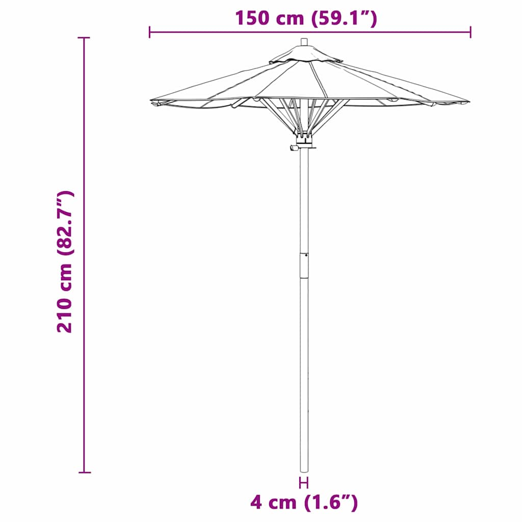 vidaXL Ομπρέλα Κήπου Σκούρα Γκρι 150x210 εκ Μπαμπού