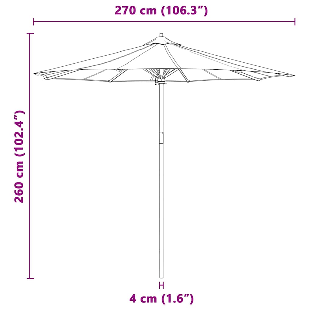 vidaXL Ομπρέλα Κήπου - Σκούρο Γκρι, 270x260 εκ, Μπαμπού