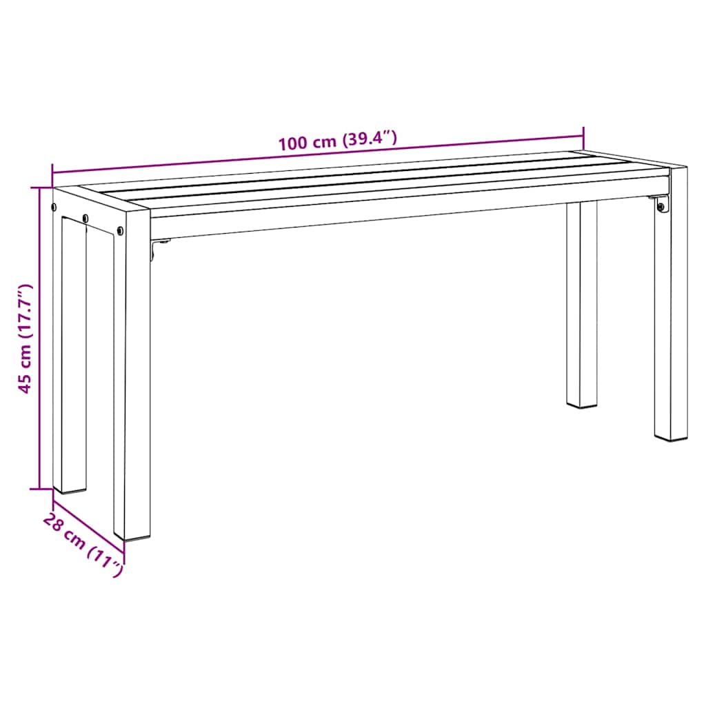 vidaXL Παγκάκι κήπου Καφέ 100 x 28 x 45 εκ. Ατσάλι