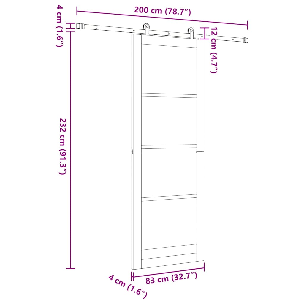 vidaXL Συρόμενη Πόρτα ORKDAL Καφέ 83 x 232 εκ. Ξύλο και μέταλλο