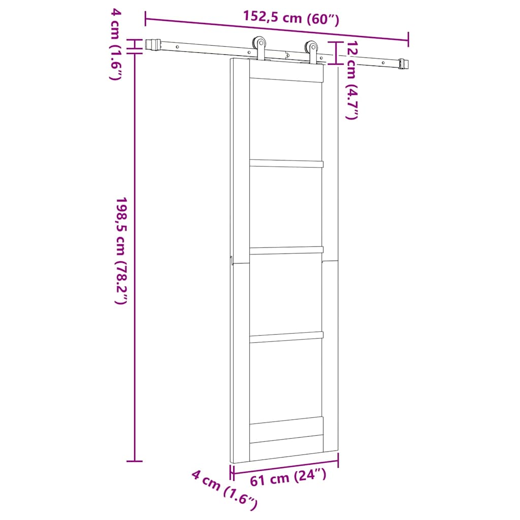 vidaXL Συρόμενη Πόρτα ORKDAL Λευκό 61 x 198,5 εκ.