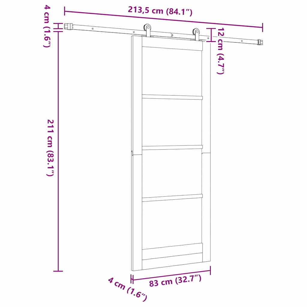 vidaXL Συρόμενη Πόρτα ORKDAL Καφέ 83 x 211 εκ. Ξύλο και μέταλλο