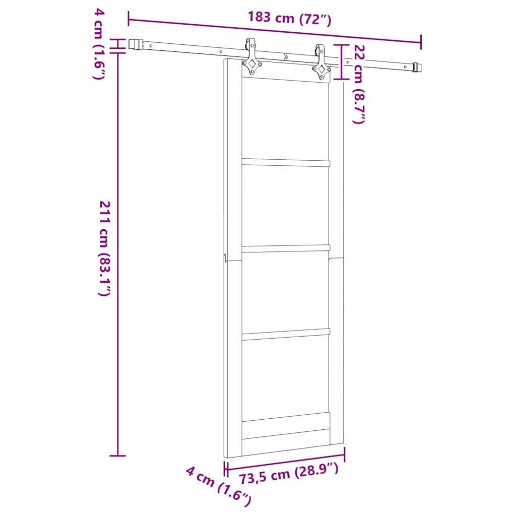 vidaXL Συρόμενη Πόρτα ORKDAL Καφέ 73.5 x 211 εκ Ξύλο και μέταλλο