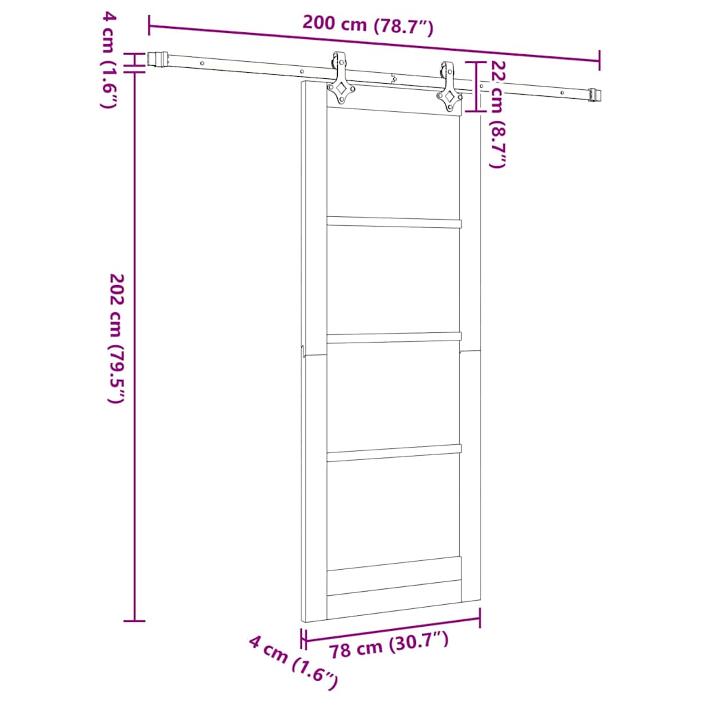 vidaXL Συρόμενη Πόρτα ORKDAL Καφέ 78 x 202 εκ. Ξύλο και μέταλλο