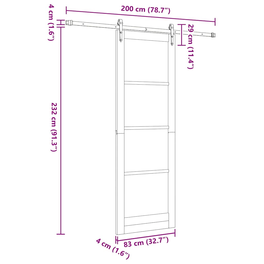 vidaXL Ολισθητή Πόρτα Καφέ 83 x 232 εκ. Ξύλο και μέταλλο