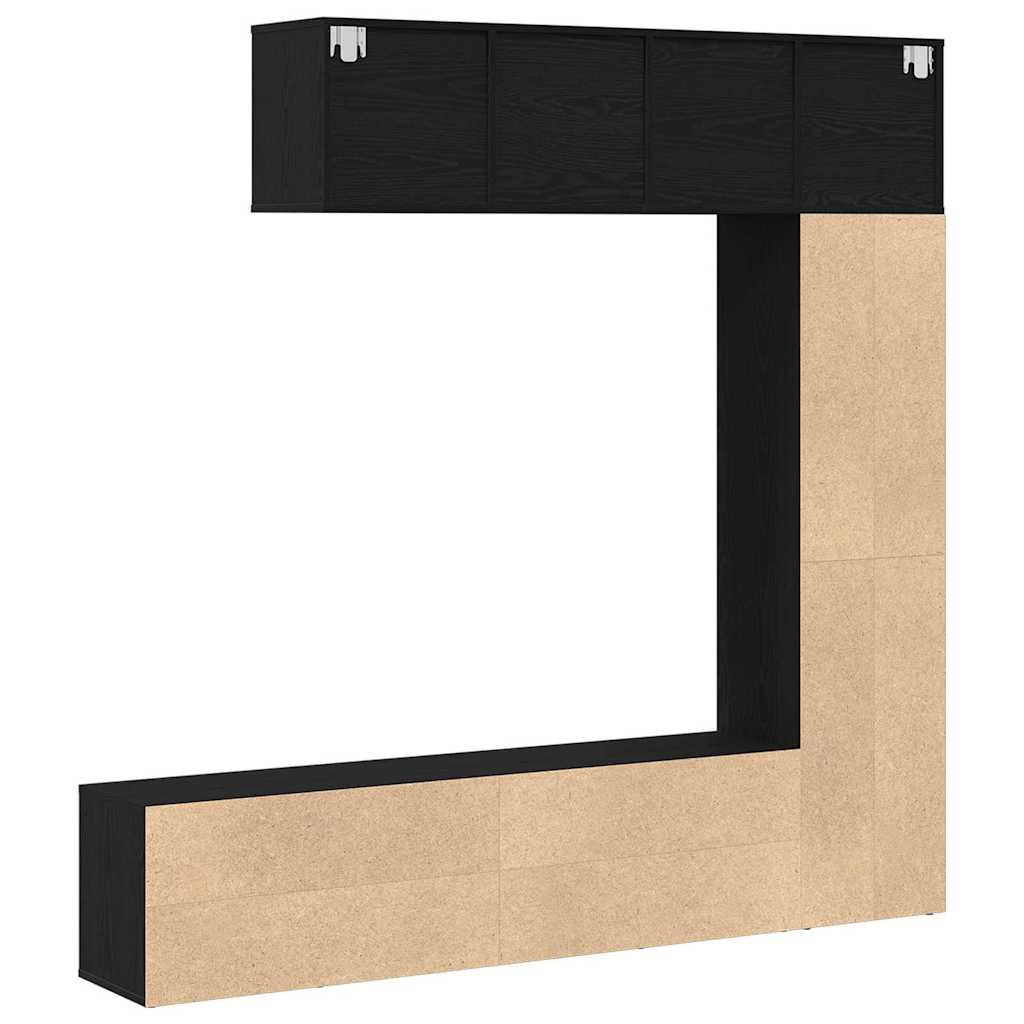 vidaXL Βιβλιοθήκη 3 pcs Μαύρη Οξυά 36 x 30 x 143 cm Επεξεργασμένο ξύλο