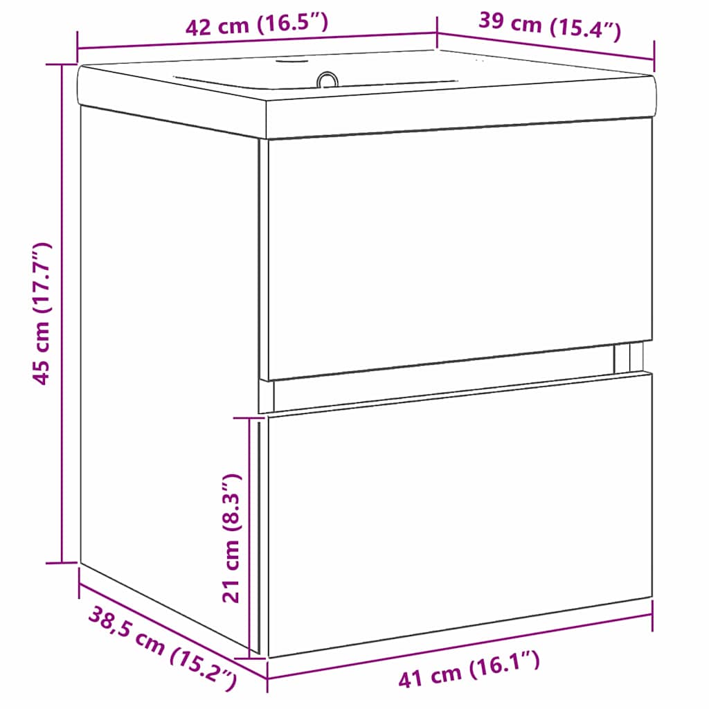 vidaXL Ντουλάπα Νιπτήρα Mπάνιου Μαύρη Οξυά 80 x 39 x 62 εκ.