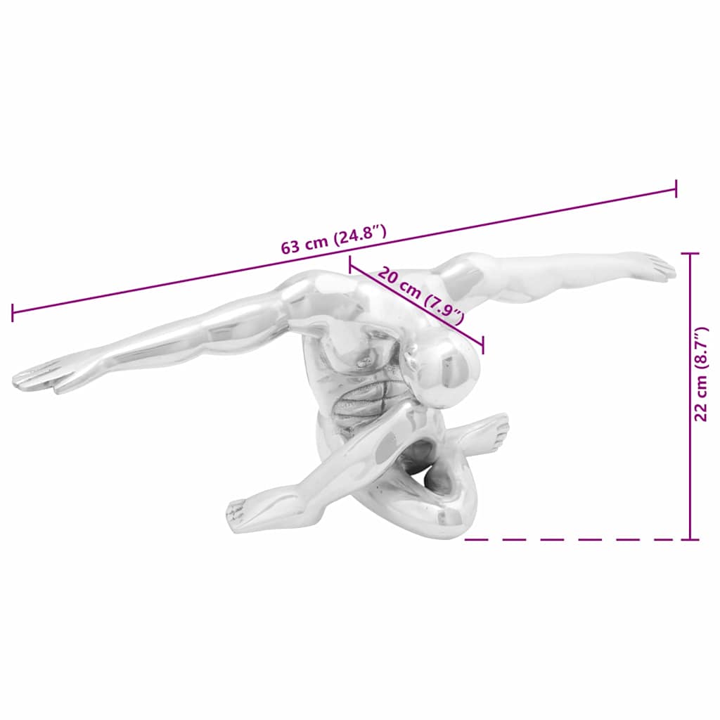 vidaXL Γλυπτό Ασημί 63 x 20 x 22 εκ Αλουμίνιο