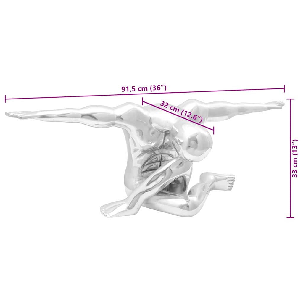 vidaXL Γλυπτό Ασημί 91.5 x 32 x 33 εκ Αλουμίνιο