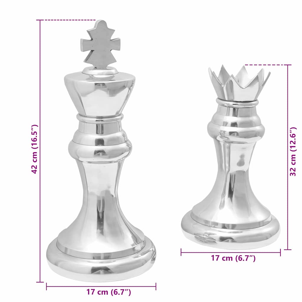 vidaXL Γλυπτά 2 pcs Ασημί 17 x 17 x 42 εκ. Αλουμίνιο