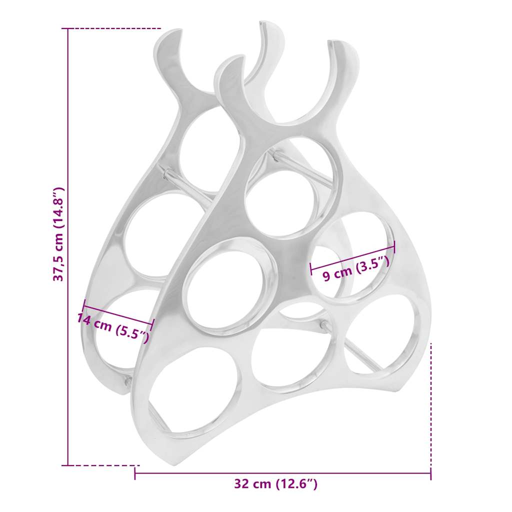 vidaXL Ράφι Κρασιού Ασημί 38 x 33 x 13 εκ. Αλουμίνιο