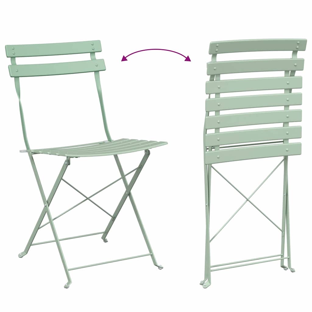 vidaXL Πτυσσόμενη Καρέκλα Κήπου 2 pcs Απαλό μέint 42 x 46 x 82εκ