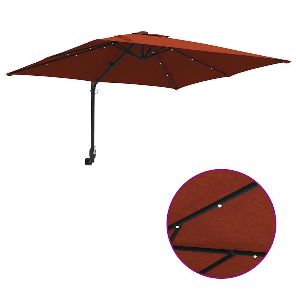 vidaXL Ομπρέλα Κήπου Τερακότα 248.5 x 247.5 x 160 εκ. ύφασμα