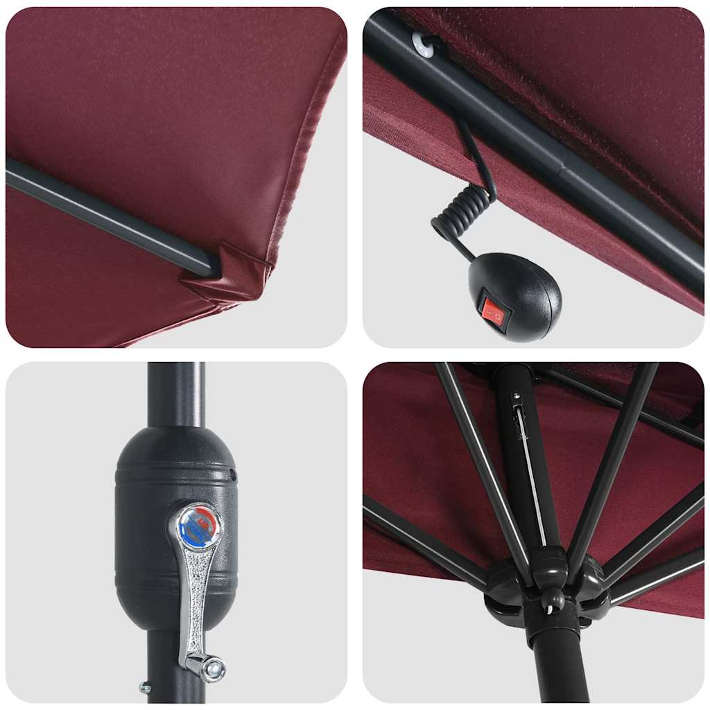 vidaXL Ομπρέλα Κήπου Μπορντό 294 x 150 x 224 εκ. ύφασμα
