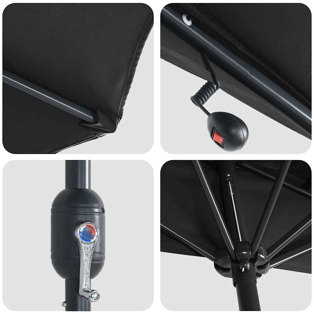 vidaXL Ομπρέλα Κήπου Μαύρο 294 x 150 x 224 εκ. ύφασμα