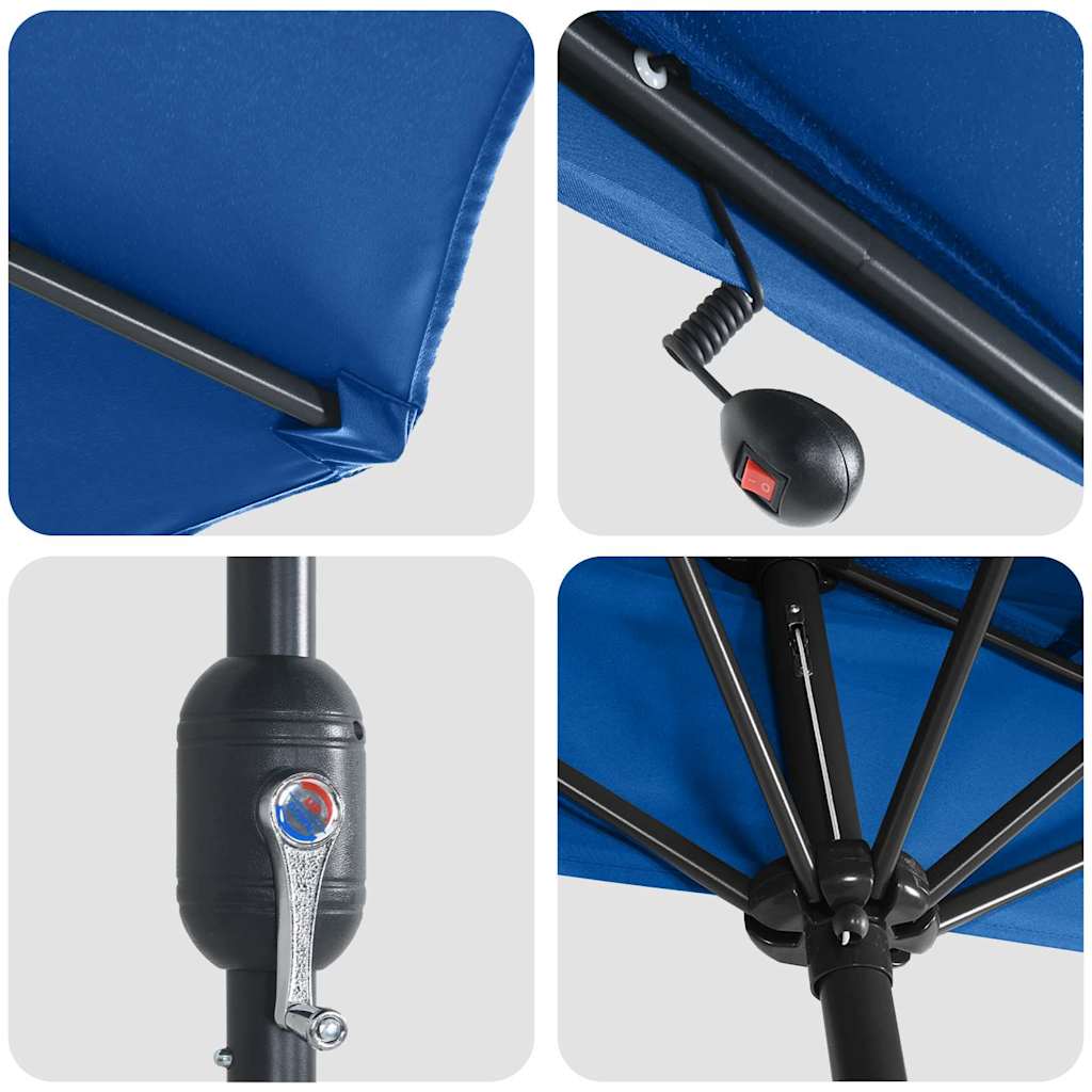 vidaXL Ομπρέλα Κήπου Αζούρ μπλε 294 x 150 x 224 εκ. ύφασμα