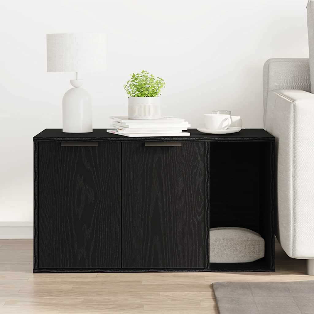 vidaXL Άμμος για Γάτες σε Μαύρο Δρυς 80x50x45 εκ. από Τεχνητό Ξύλο