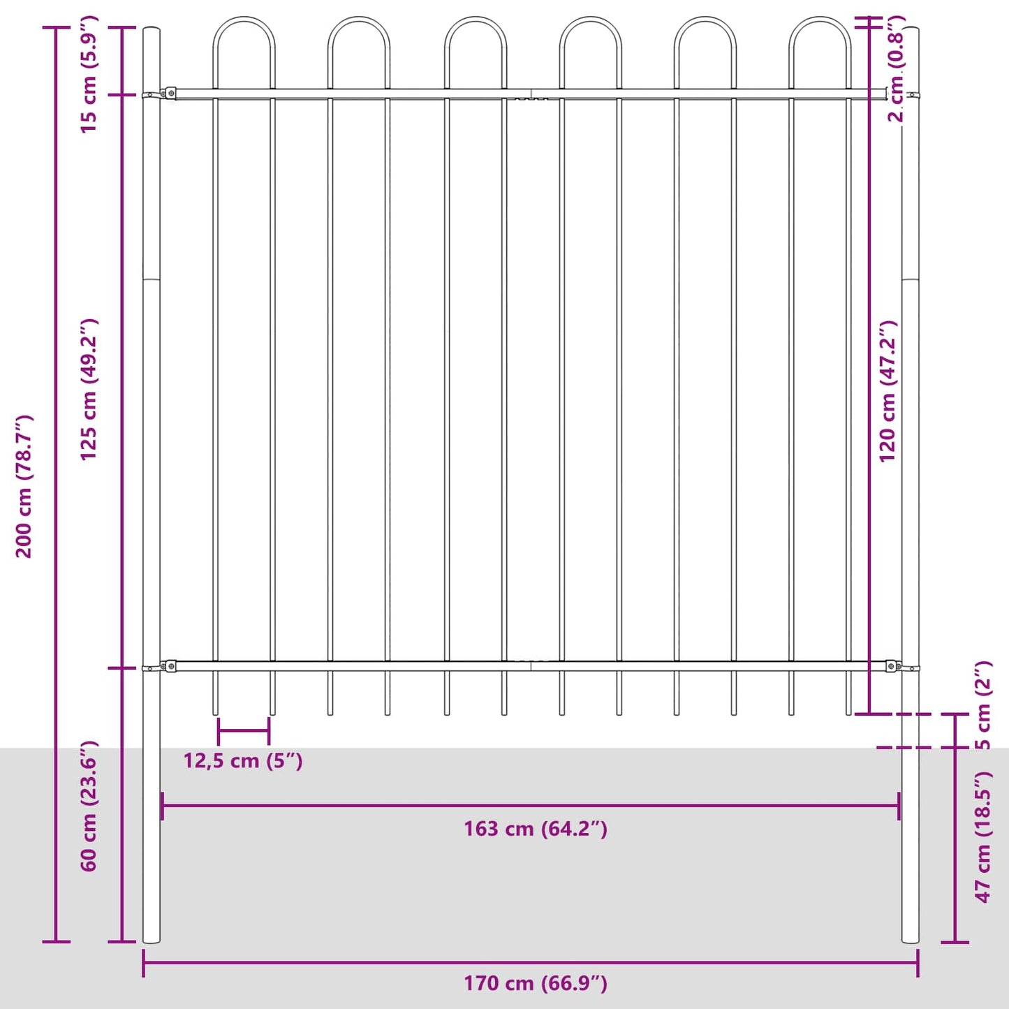 vidaXL Φράχτης Κήπου BOXTEL 3 pcs 5,1 x 1,5 μ Ατσάλι με Πούδρα Λευκό