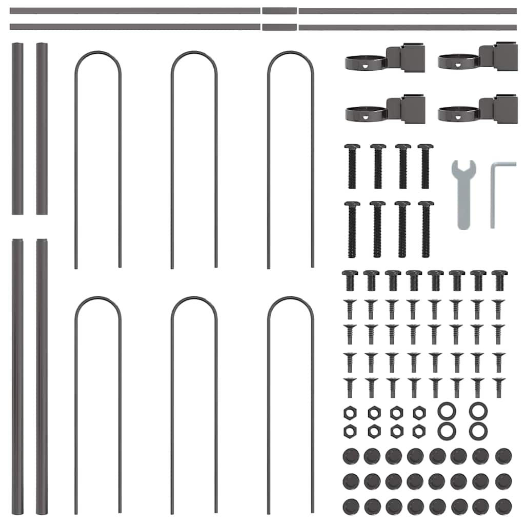 Φράχτης κήπου vidaXL με κόκκινη κορυφή, Γκρι, 6.8x1 μ, Χάλυβας
