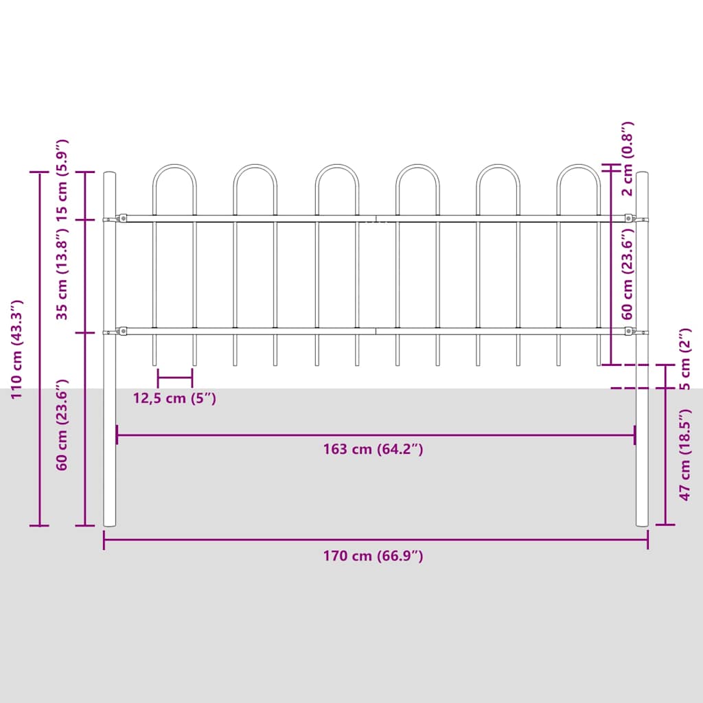 vidaXL Φράχτης Κήπου BOXTEL 5 pcs 8,5 x 0,6 μ Ατσάλι με Πούδρα Λευκό