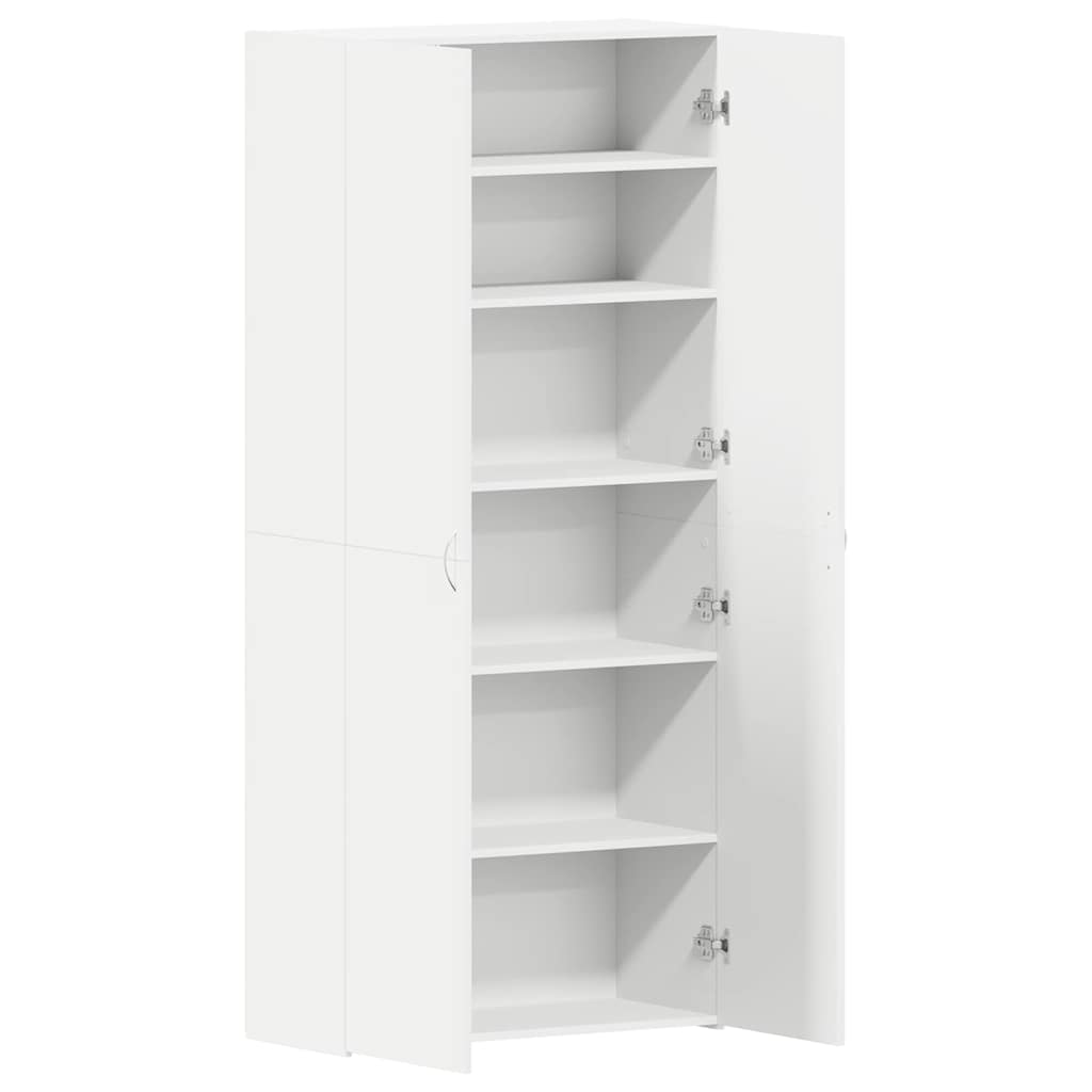vidaXL Ντουλάπα Παπουτσιών Λευκό 80 x 35.5 x 180 εκ Επεξεργασμένο ξύλο