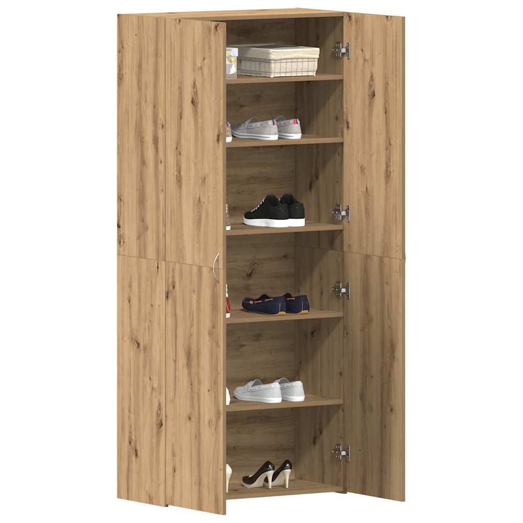 vidaXL Ντουλάπα Παπουτσιών Καφέ 80 x 35.5 x 180 εκ Επεξεργασμένο ξύλο
