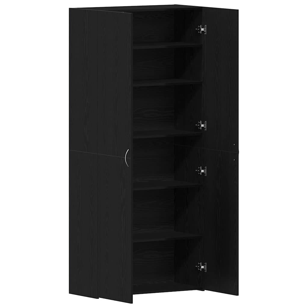 vidaXL Ντουλάπα Παπουτσιών Μαύρο 80 x 35.5 x 180 εκ Επεξεργασμένο ξύλο