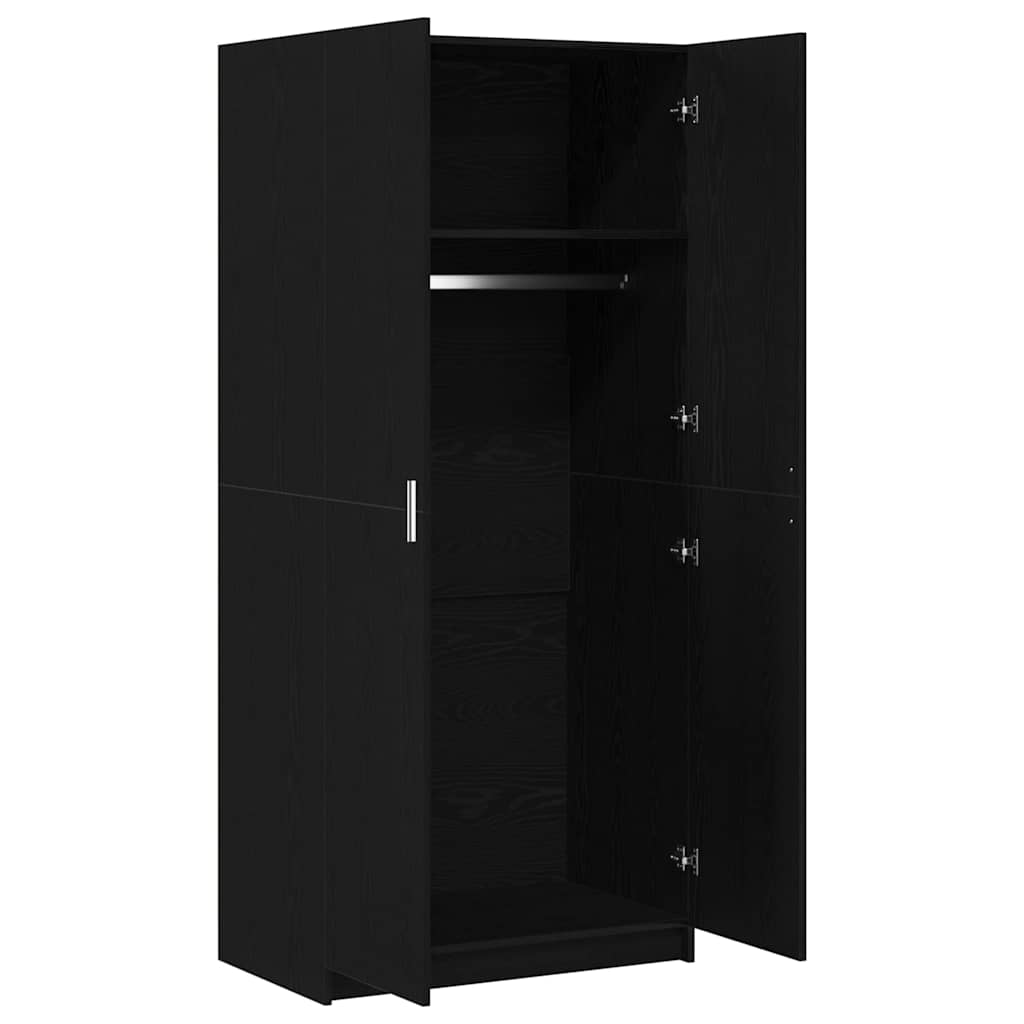 vidaXL Ντουλάπι με πόρτα Μαύρο 80 x 51 x 180 εκ Επεξεργασμένο ξύλο