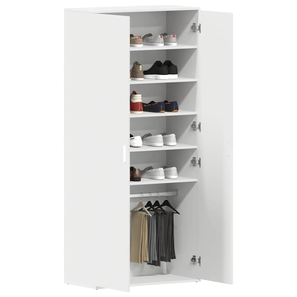 vidaXL Ντουλάπα Παπουτσιών Λευκό 80 x 39 x 180 εκ Επεξεργασμένο ξύλο
