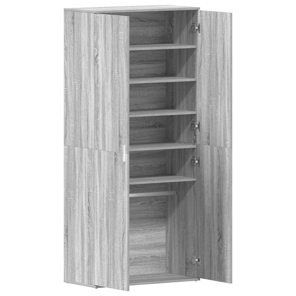 vidaXL Ντουλάπα Παπουτσιών Γκρι 80 x 39 x 180 εκ Επεξεργασμένο ξύλο