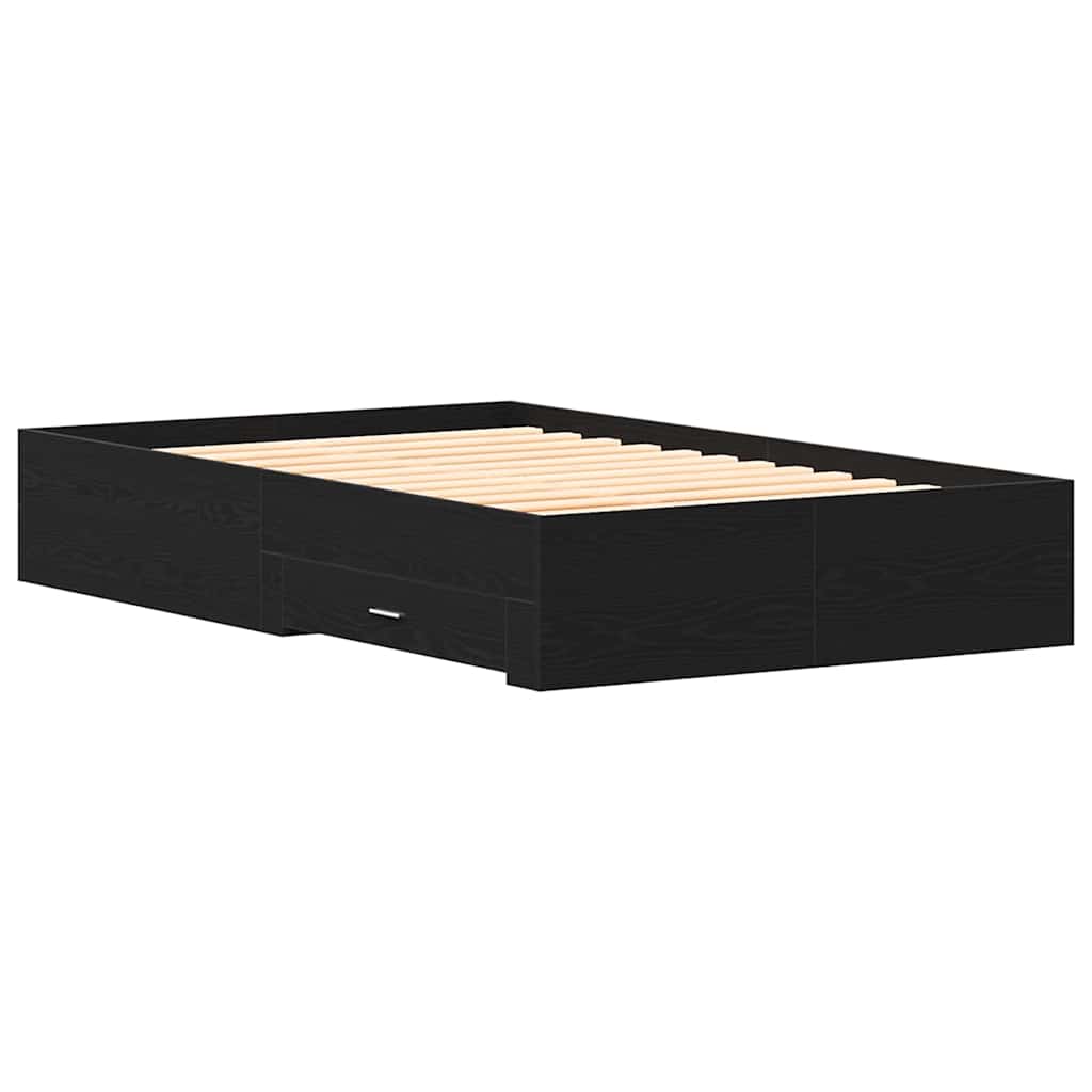 Bed Frame με Συρτάρια Μαύρη Δρυς 120x190 εκ Επεξεργασμένο Ξύλο