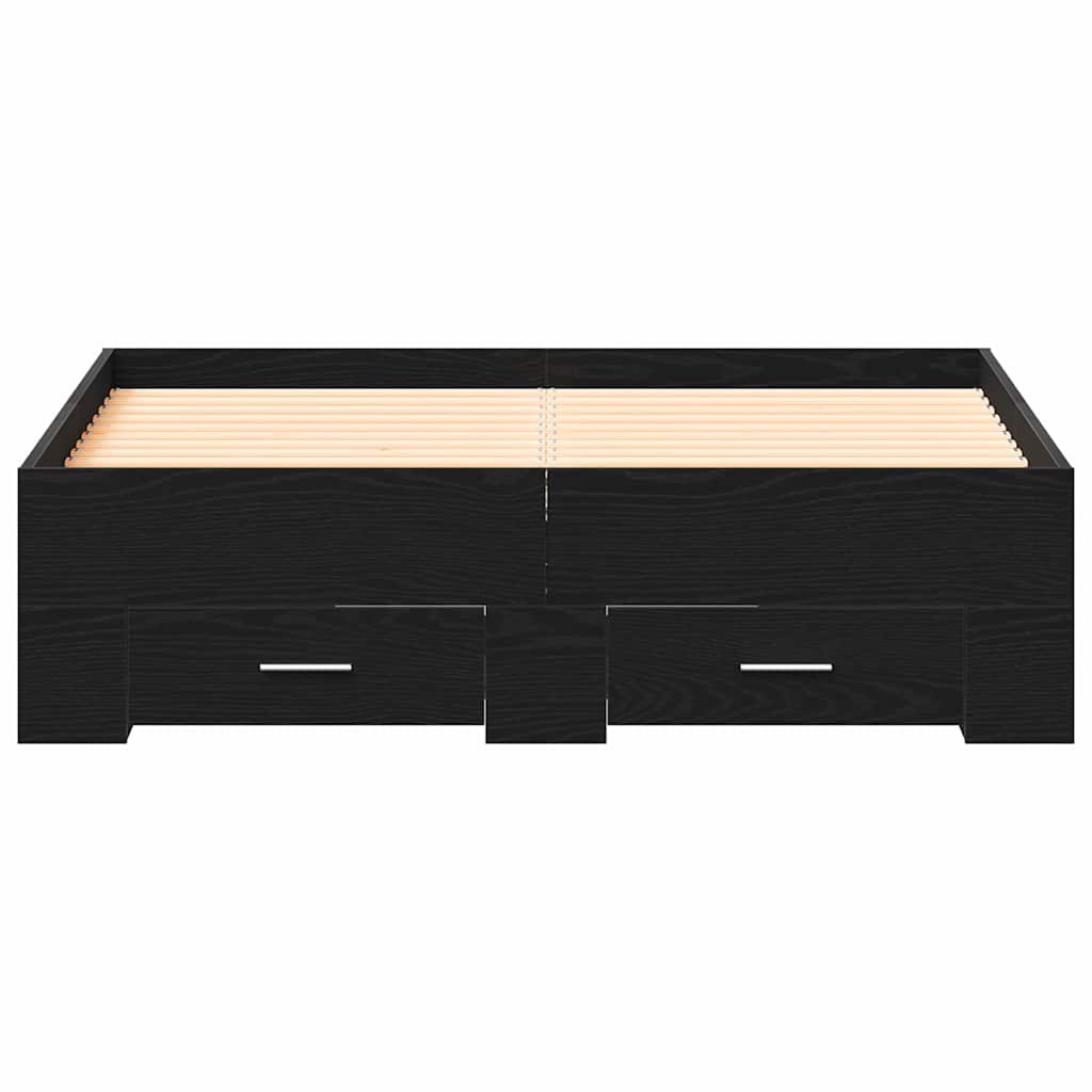 Bed Frame με Συρτάρια Μαύρη Δρυς 120x190 εκ Επεξεργασμένο Ξύλο