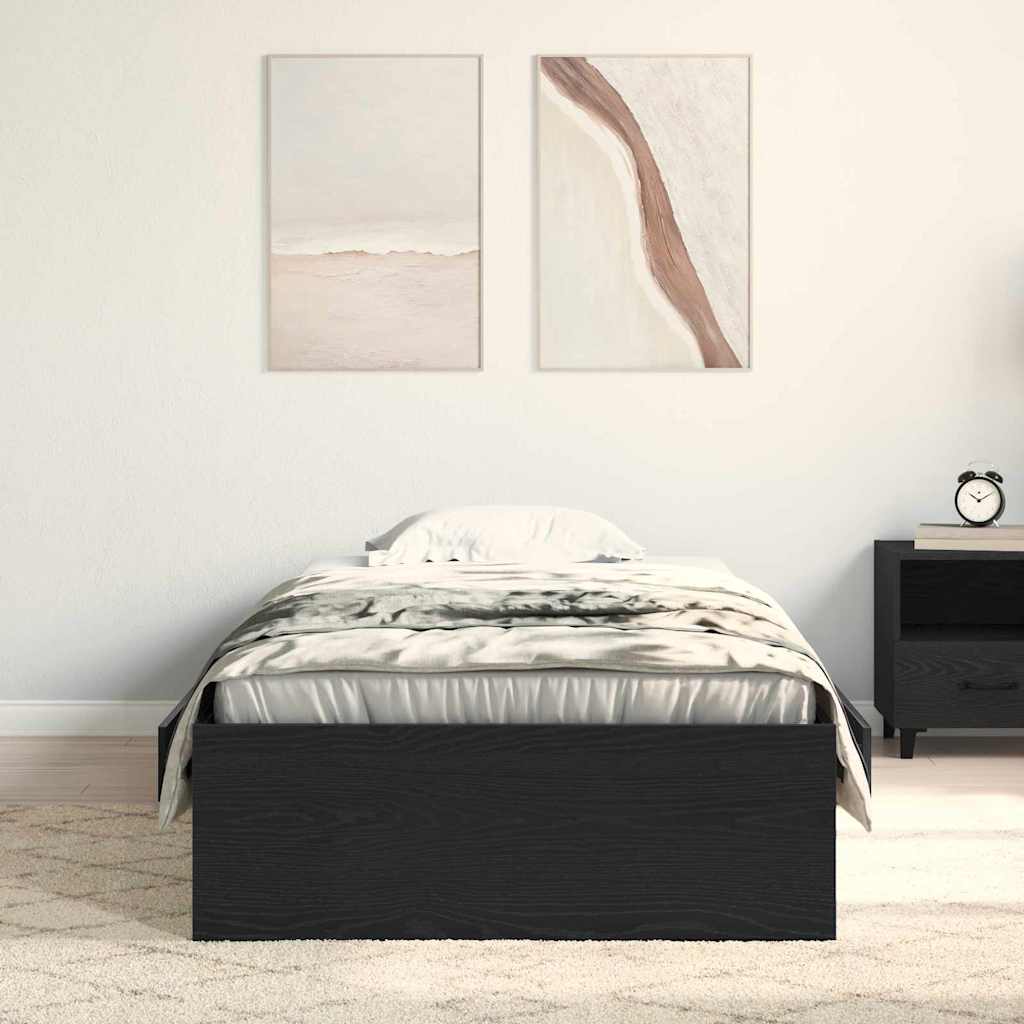 Bed Frame μαύρο δρυς 90x190 εκ. Επεξεργασμένο ξύλο