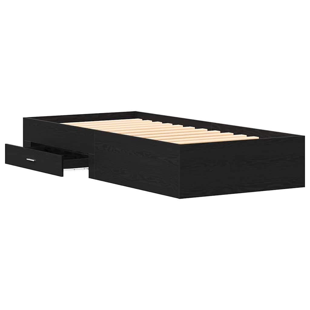 Bed Frame μαύρο δρυς 90x190 εκ. Επεξεργασμένο ξύλο