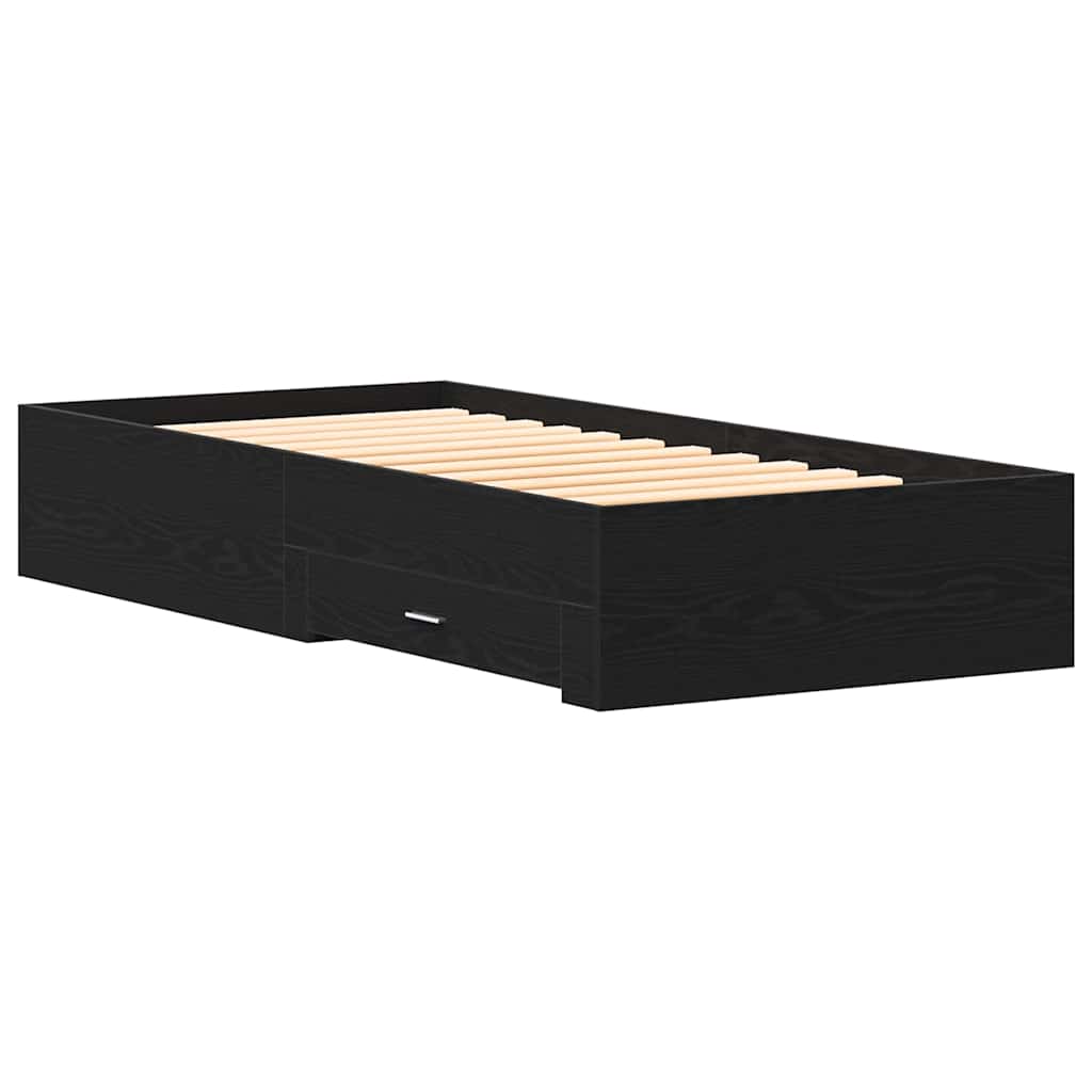 Bed Frame μαύρο δρυς 90x190 εκ. Επεξεργασμένο ξύλο