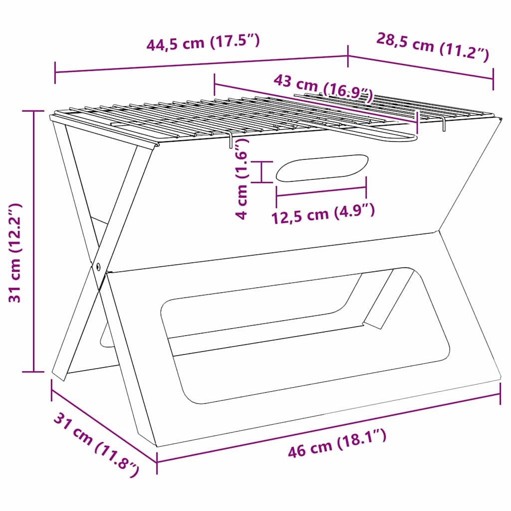 vidaXL Εξωτερική ψησταριά Μαύρο 46 x 30 x 31 εκ Ατσάλι