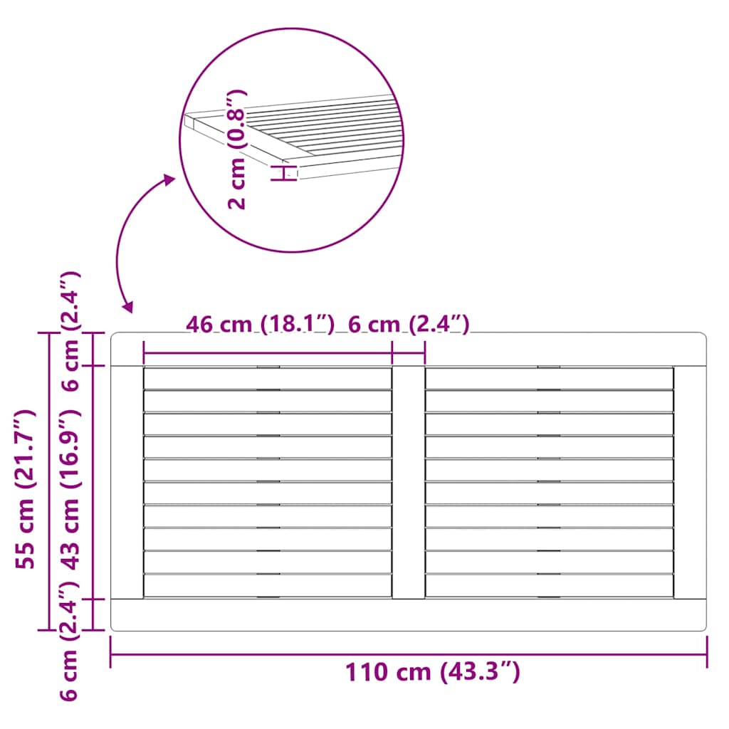 vidaXL Καπάκι τραπεζιού Φυσικό Λάδι 110 x 55 x 2 εκ.