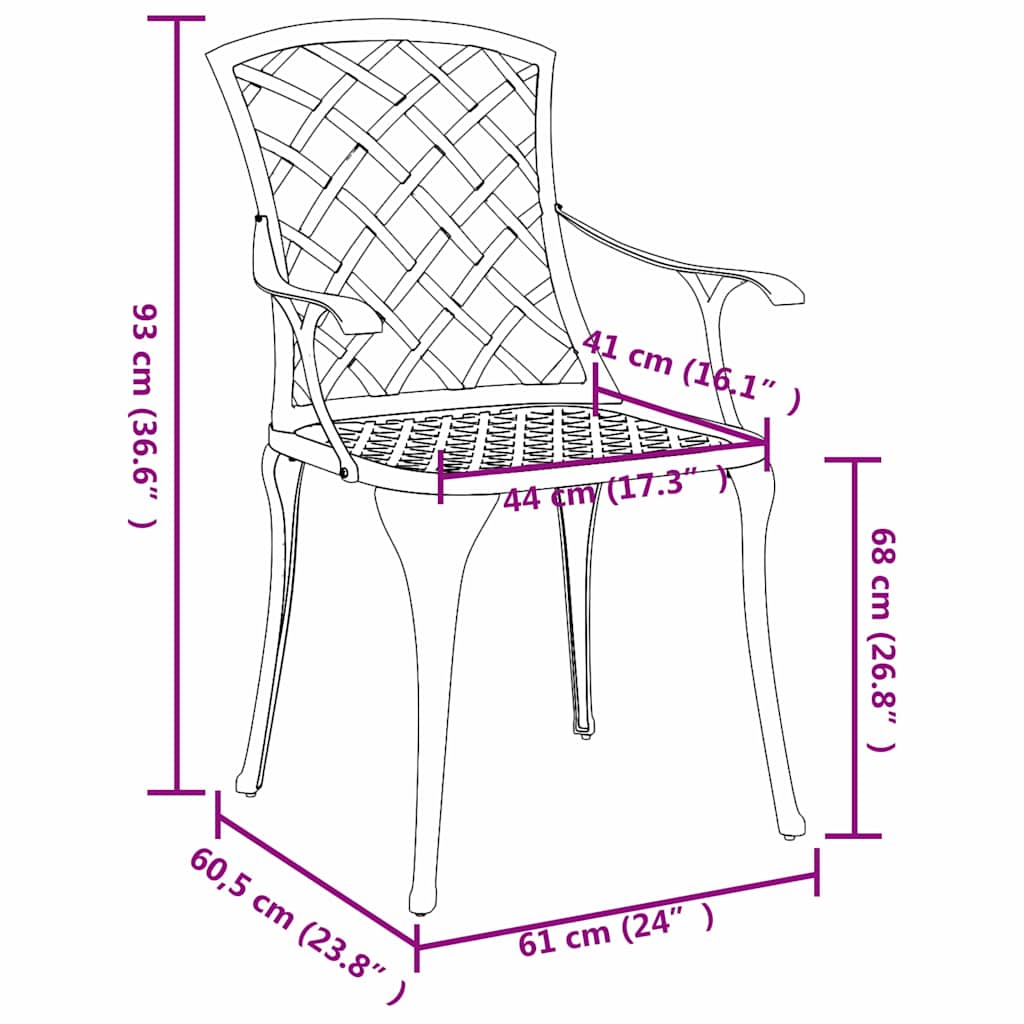 vidaXL Καρέκλα Κήπου 4 pcs Πράσινο 61 x 60,5 x 93 εκ. Αλουμίνιο