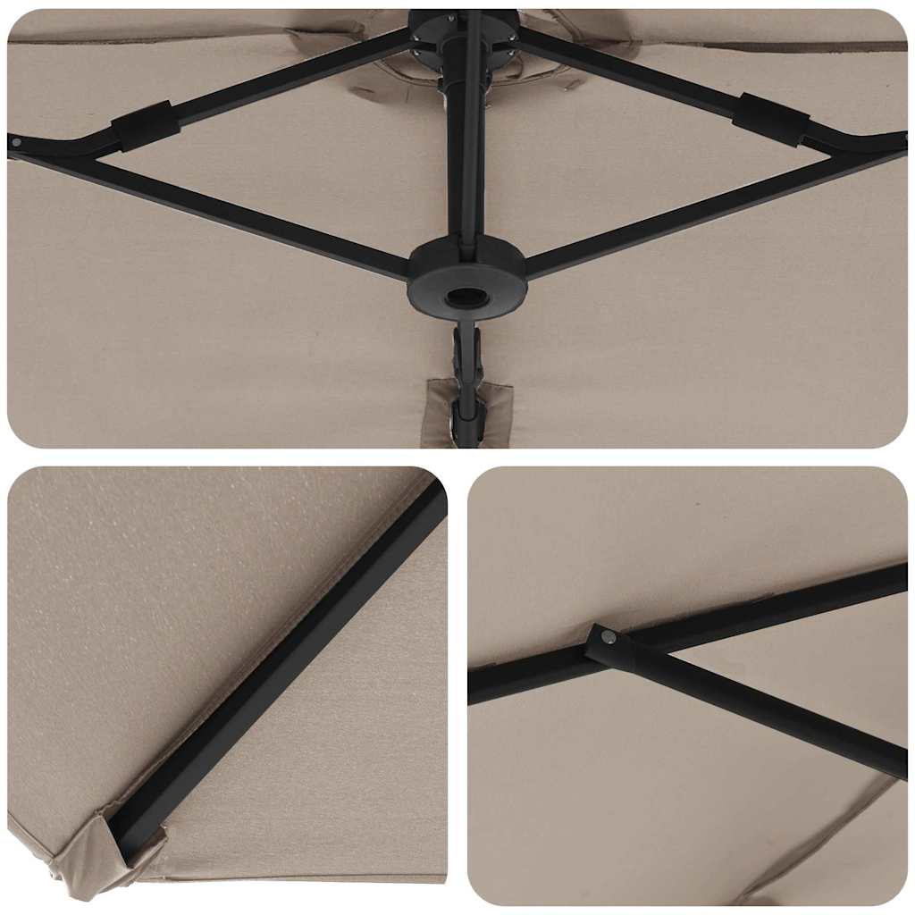 vidaXL Ομπρέλα κήπου τύπου καντίλας Taupe 372 x 198 x 253 εκ