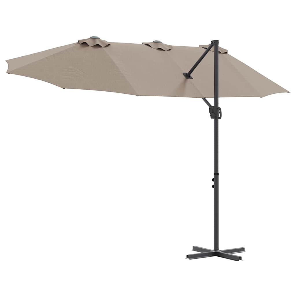 vidaXL Ομπρέλα κήπου τύπου καντίλας Taupe 372 x 198 x 253 εκ