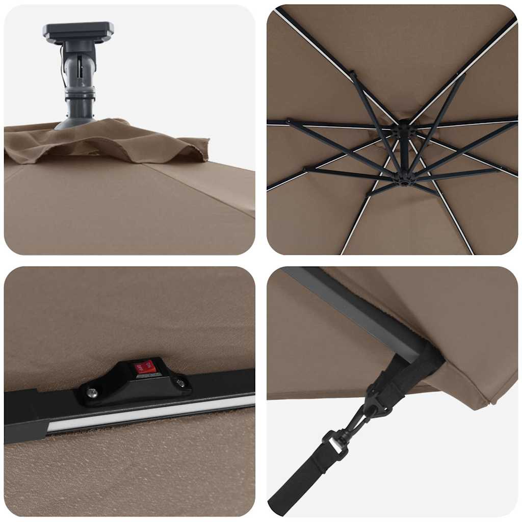 vidaXL Ομπρέλα Cantilever Banana με κλειδαριά Taupe 294 x 294 x 248 cm