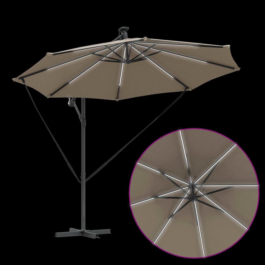 vidaXL Ομπρέλα Cantilever Banana με κλειδαριά Taupe 294 x 294 x 248 cm