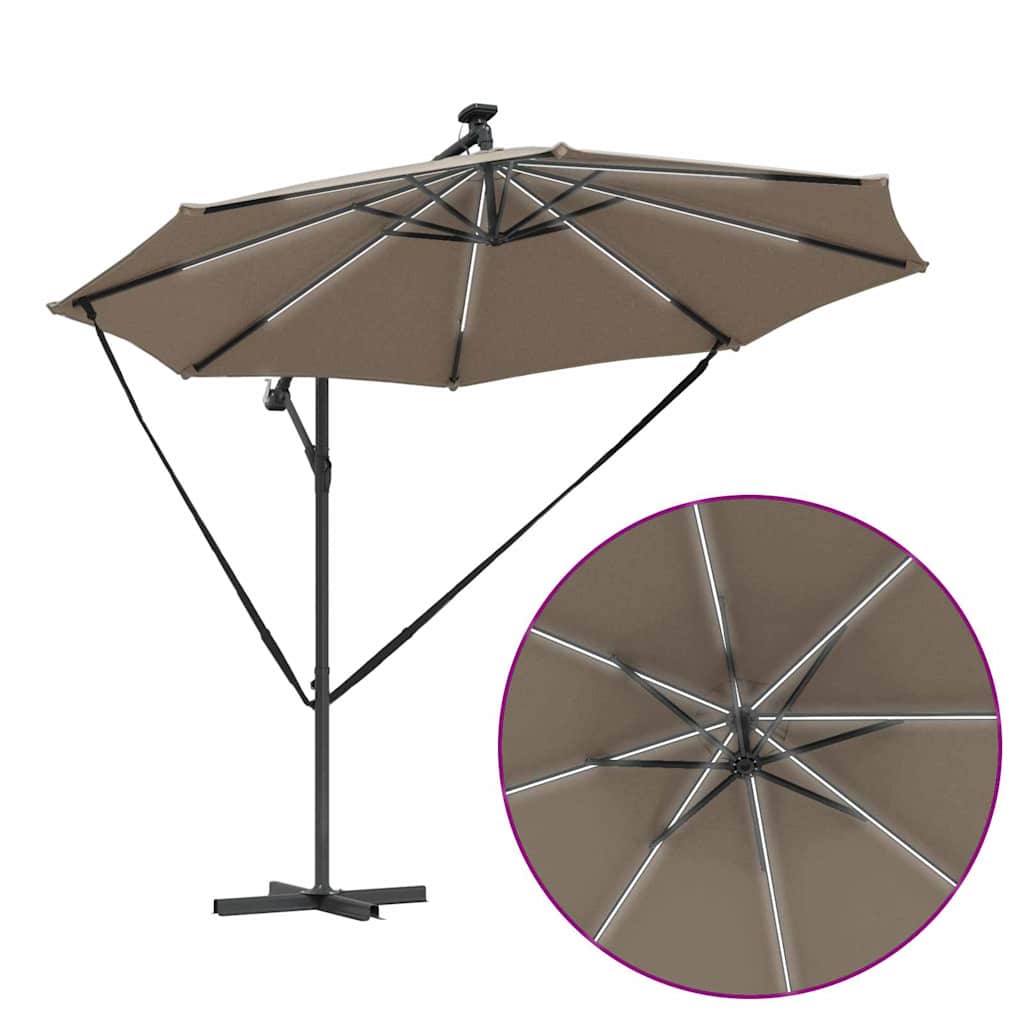 vidaXL Ομπρέλα Cantilever Banana με κλειδαριά Taupe 294 x 294 x 248 cm