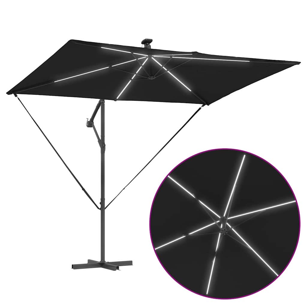 vidaXL Ομπρέλα Cantilever Banana Μαύρο 294 x 200 x 254 εκ.