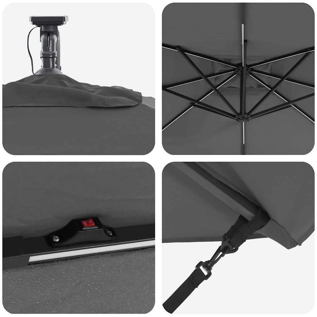 vidaXL Ομπρέλα Cantilever Banana Ανθρακί 249 x 249 x 250 εκ.