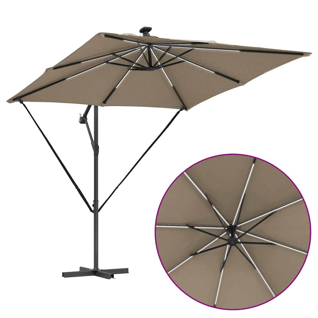 vidaXL Ομπρέλα Cantilever Banana Taupe 249 x 249 x 250 εκ.